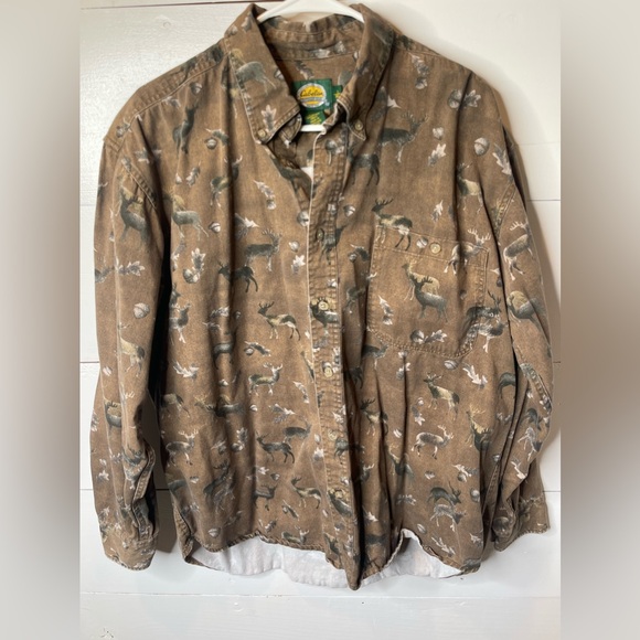 Cabela's Deer Print Long Sleeve Button Down Shirt Size XL - Picture 1 of 5